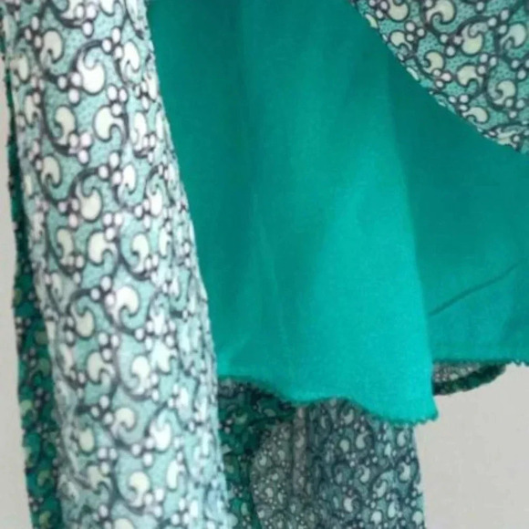 NEW Anthropologie 10 Floral Puff Sleeved Cut  Out Midi Dress Green Handkerchief - Picture 11 of 11